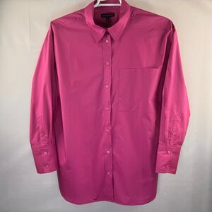 Banana Republic Blouse Sz XL Oversized Long Sleeve Button up Collar Fucsia